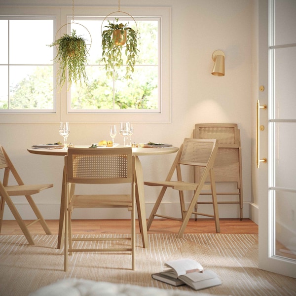 Flash Furniture Galene Cane Rattan Folding Chairs w/Solid Wood Frame and Seat and Ventilated Back, Natural, 2PK SK-220905-NAT-GG - main